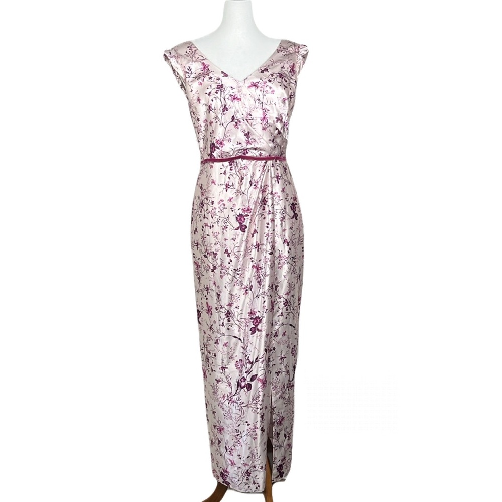 Marchesa Notte Floral Satin Gown Dress Sz 4 Formal Elegant Wedding Cottage FLAWS